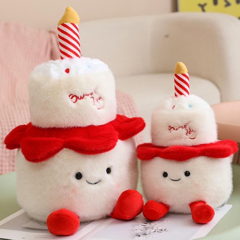 Two Layers Cake Plush Pillow Stuffed Kawaii Sweet Smiling Face Cushion Human Figured With Legs Decoration Party Prop Gift
