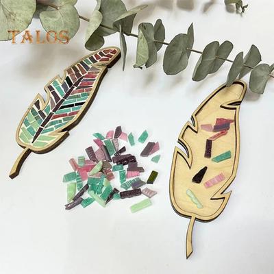 1 Set DIY Mosaic Leaf Kit Handmade Colorful Mosaic Craft Leaf Shape Home Office Decoration Adults Kids Crafts Lovers
