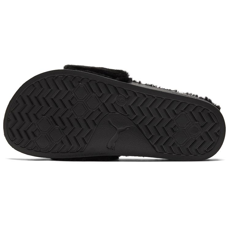 Puma Womens Leadcat 2.0 Fuzz Slide 'Black White' (women's sizes) Black / White Slide Slippers 387313 01