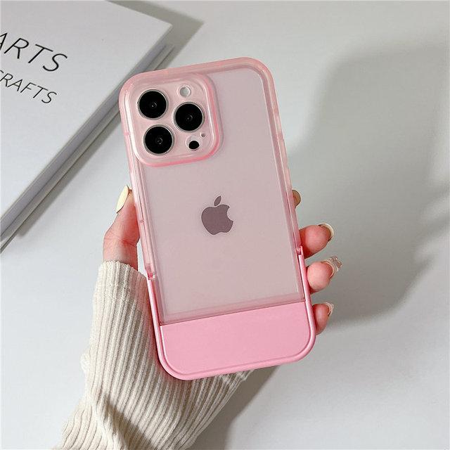 Clear Bumper Stand Holder Phone Case For Iphone 14 13 11 12 Pro Max Xr Xs Max 13pro 14 Plus Shockproof Soft Silicone Back Cover