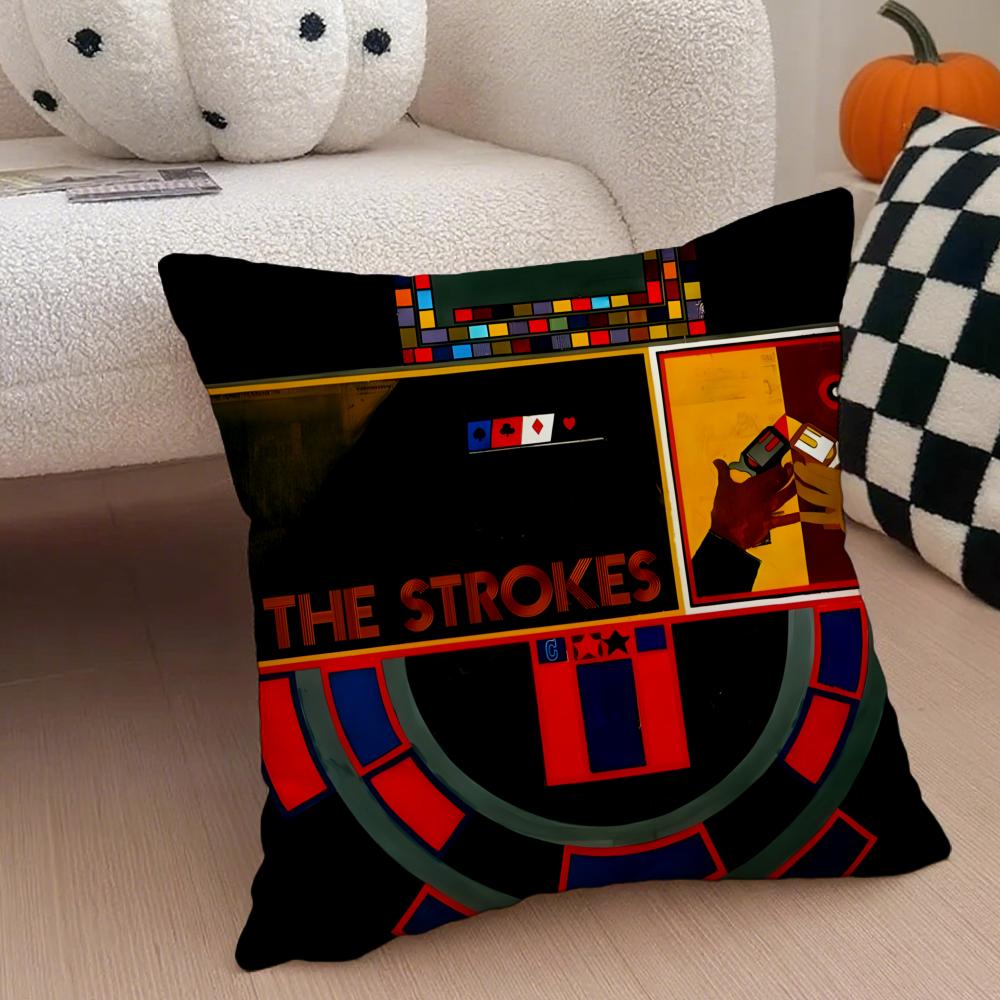 Rock Band The Strokes Album Pillow Case Anti-dustmite Pillowcase Invisible zipper silky short plush Sofa cushion cover