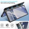 Luxury Girls Glitter Bling Faux Leather Plating Phone Case For Galaxy Z Fold 7/6 With Rotatable Holder, Anti-peeping Glass Film