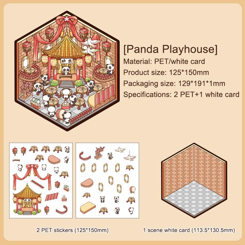 

1 Набор Креативных Наклеек для Питомцев 3D Милые Мультяшные Наклейки для DIY Сцены, Ландшафтного Дизайна, Декора, Кавайные Наклейки с Пандой, Подарки