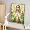 Diamond Painting Set DIY 5D Full Diamond Virgin Mary with Pink Roses Crafts for Home Wall Decoration