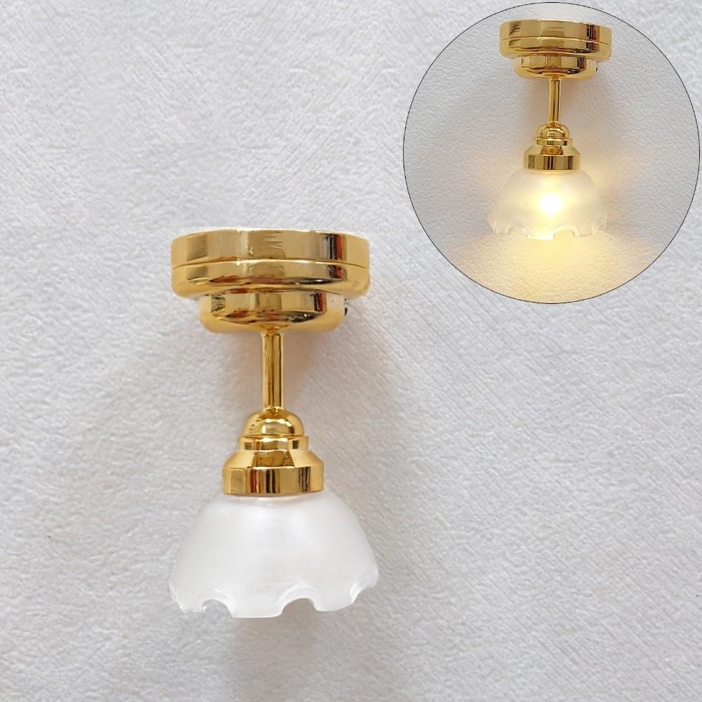 7 Styles Miniature LED Golden Light Mini Ceiling Lamp Chandelier Doll House Accessories