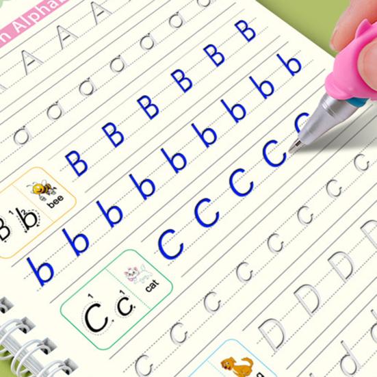 Grooved Copybook Kids Math Drawing Practice Book Handwriting Workbook Kit Number Letter Tracing Copybook for Preschoolers Neat Writing