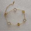Fashion Lucky Four-Leaf Clover Bracelet Double-Sided Mother-of-Pearl Laser Flower 18K Versatile Women's Bracelet
