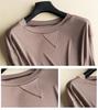 New Women's Silk Long-Sleeve Round Neck T-Shirt - Loose Fit Korean Style for Autumn