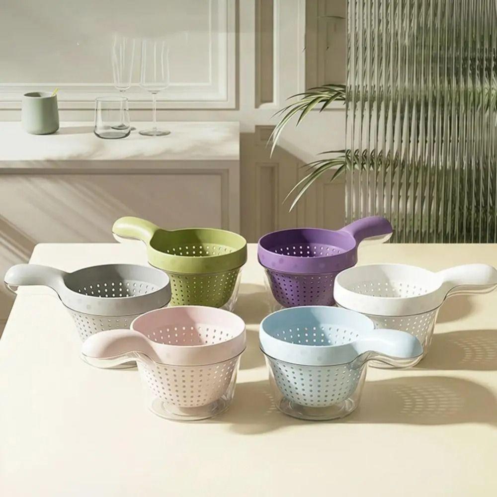 2-in-1 Fruit Cleaning Basin Double Layer Vegetable Drain Basket Portable Kitchen Drain Basket