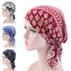 Klassisches bedrucktes faltbares Kopftuch Mütze Baumwollmischung Rüschenrand Dehnbar Schlafbeanie Haar Accessoires