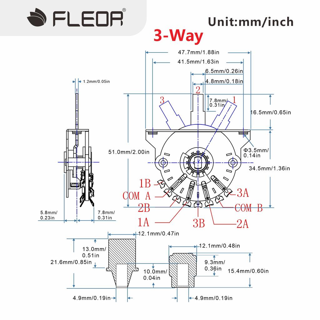 FLEOR 1PC Electric Guitar Pickup Selector Switch 5 Way /3 Way / Super 5 Way Switch and Tips for Guitar Parts Accessories