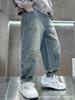 Boys' 2025 Korean Style Casual Loose Straight-Leg Jeans for Spring and Autumn