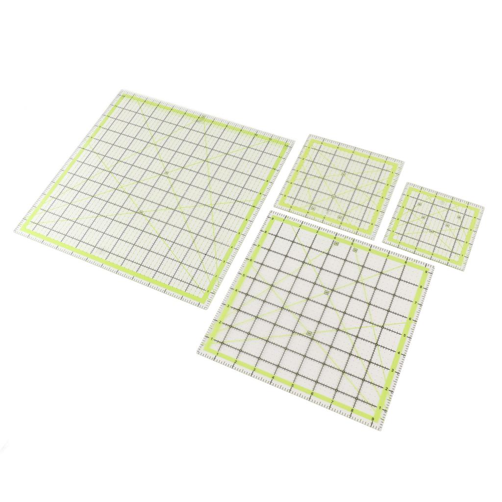 4pcs Acrylic Quilting Ruler Quadrate Grid Lines Double Color Clear Ironing Ruler for Cutting Fabric