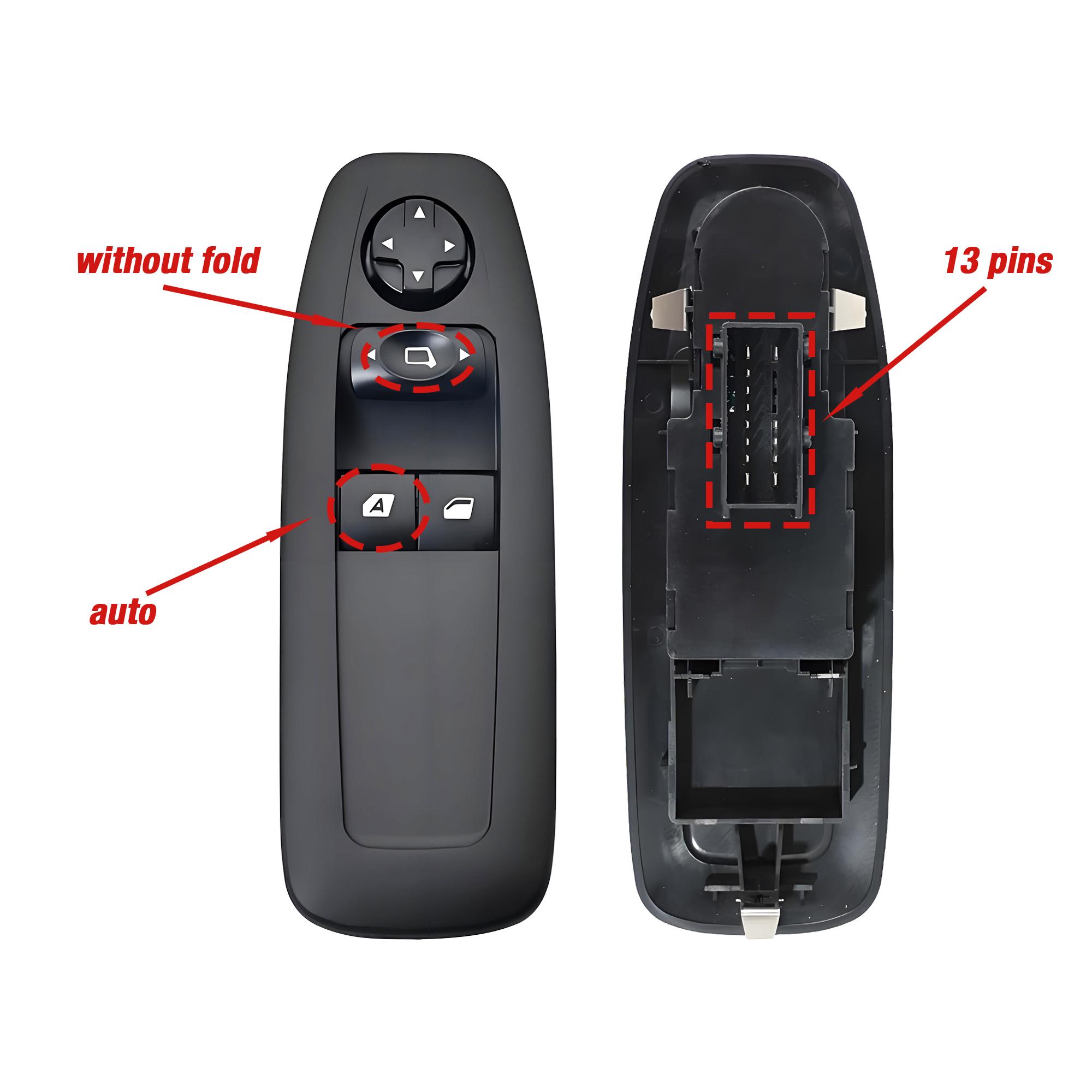 

96751127ZD For Peugeot 208 2008 3008 5008 2013-,Electric Window Lifter Front Left Master Control Button Panel OE 96751120ZD without fold
