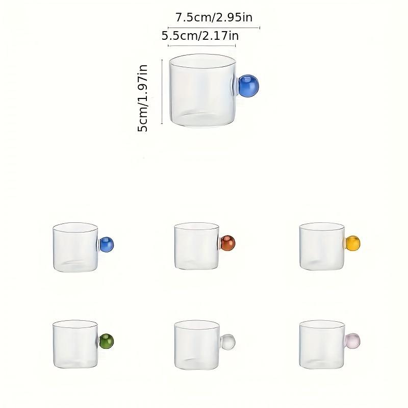 6pcs Espresso Cups Small Cup Home Glass Ball Handle Coffee Cup Tea Water Cup Heat Resistant Glass Teacups Juice Mug Table Decor