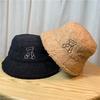 Cute Bear Embroidery Warm Lamb Wool Fisherman Hat Children Autumn and Winter Warm Basin Hat Bucket Hat