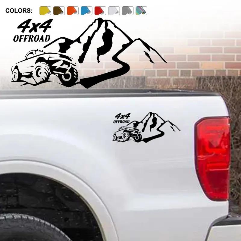 Car Sticker Pickup 4X4 Off Road Mountain Style Vinyl Decal Cover For Ford F150 Nissan NAVARA Mitsubishi L200 Triton Toyota Hilux