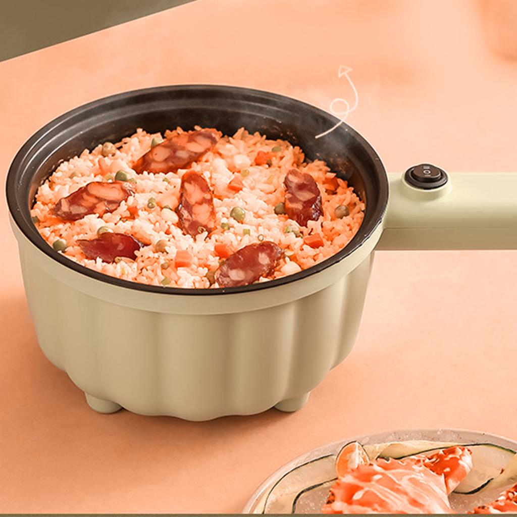 Electric Cooking Pot Ergonomic Handle Multifunctional Integrated Electric Cooker Skillet for Home White Long Handle Non