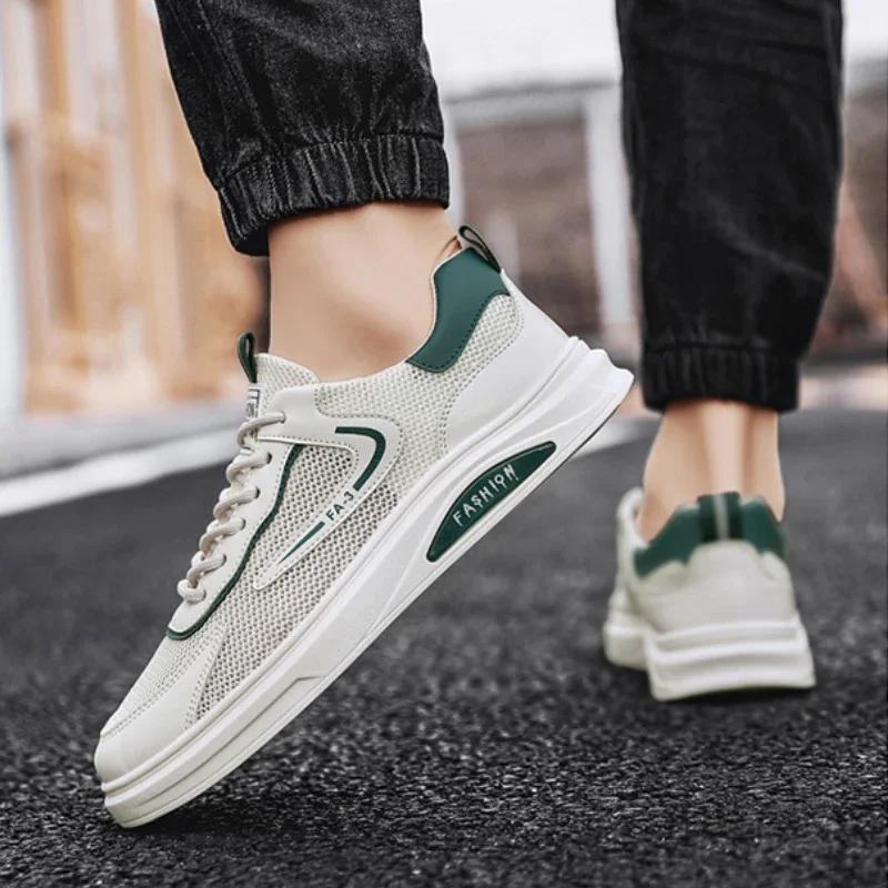 Novos sapatos masculinos respiráveis da moda, tênis masculinos resistentes ao desgaste, 2024, calçados casuais brancos leves originais, Zapatillas De Deporte