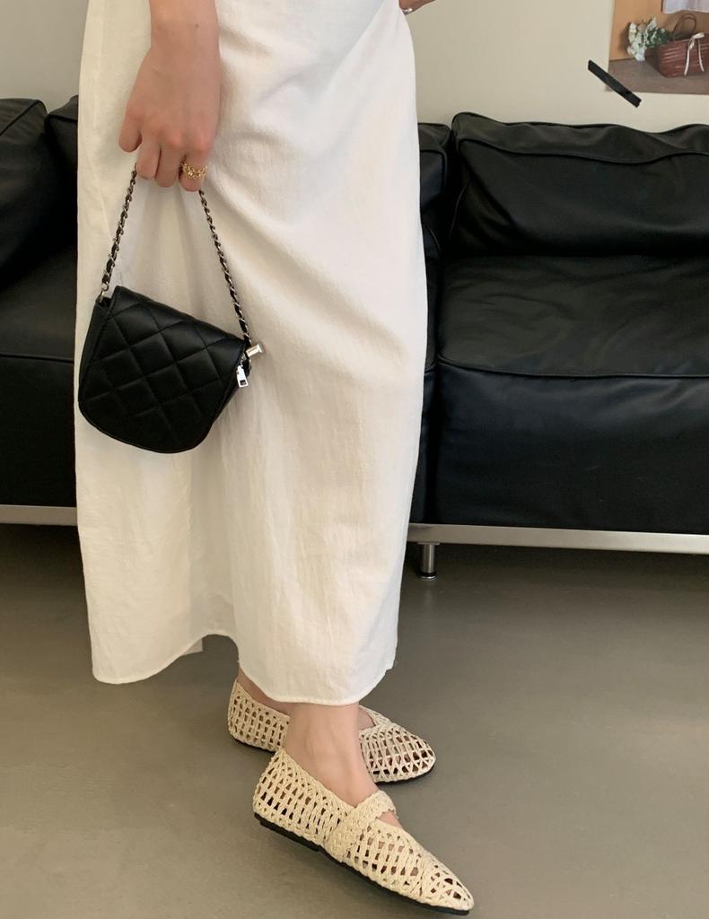 Spot~ Spring and summer new woven hollow Mary Jane ballet shoes fashionable versatile shallow mouth flat sole shoes women