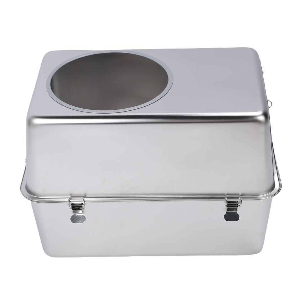 Geschlossene Edelstahl-Katzentoilette mit Deckel Metall-Katzentoilette Hohe Seite Einstieg von oben Geruchskontrolle