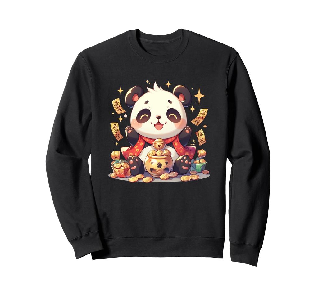Panda As Japanese Maneki Neko Panda Bear Japanese Sweatshirt