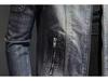 Venom Men's Retro Denim Jacket - Large Size Stand Collar Zipper for Casual Cycling & Motorcycle Wear