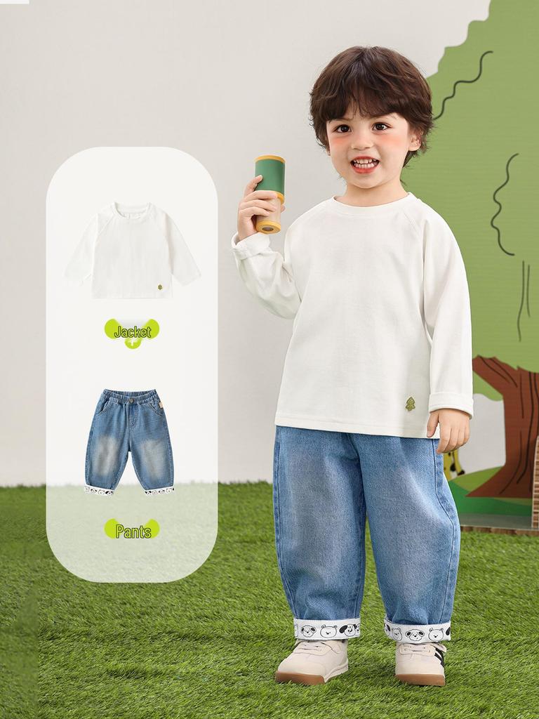 Kaka Panda Jungen & Mädchen Langarm Frühlingstop - Kindersportunterwäsche für Frühling/Herbst