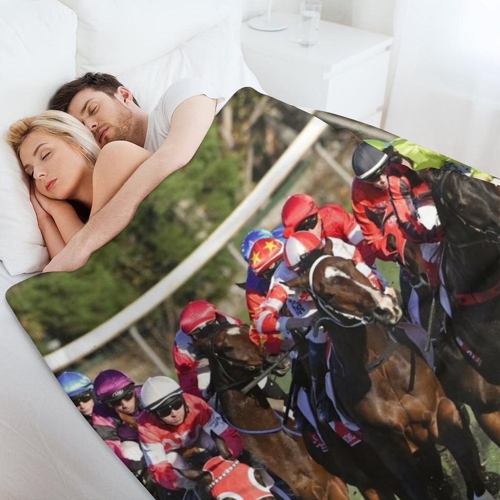 Horse racing action 11 Throw Blanket blankets and throws Quilt Plaid Decorative Sofas Blankets
