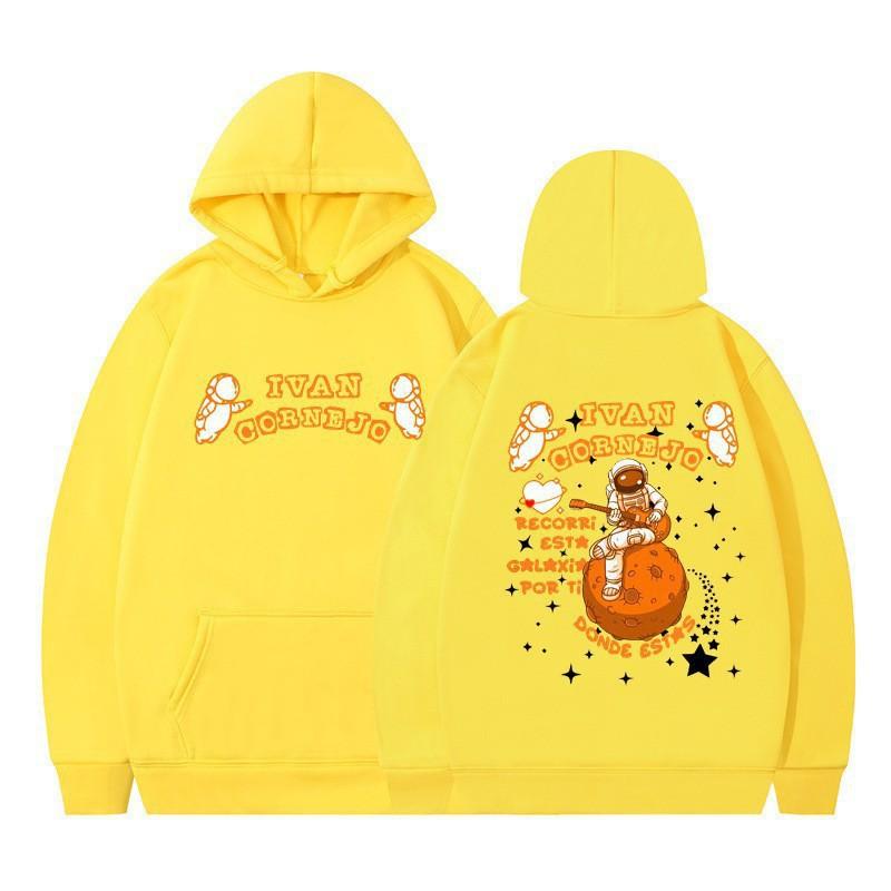 Unisex Hooded Sweatshirt With Astronaut Print Loose Fit Casual Sportswear Men Women Teens