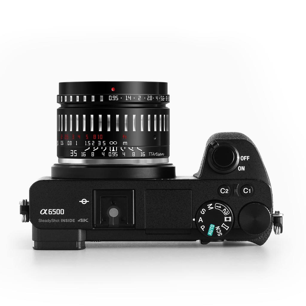 TTArtisan 35mm C Sony E Black x Master Craftsman Optics F0.95 E-mount APS-C Lens, Silver,