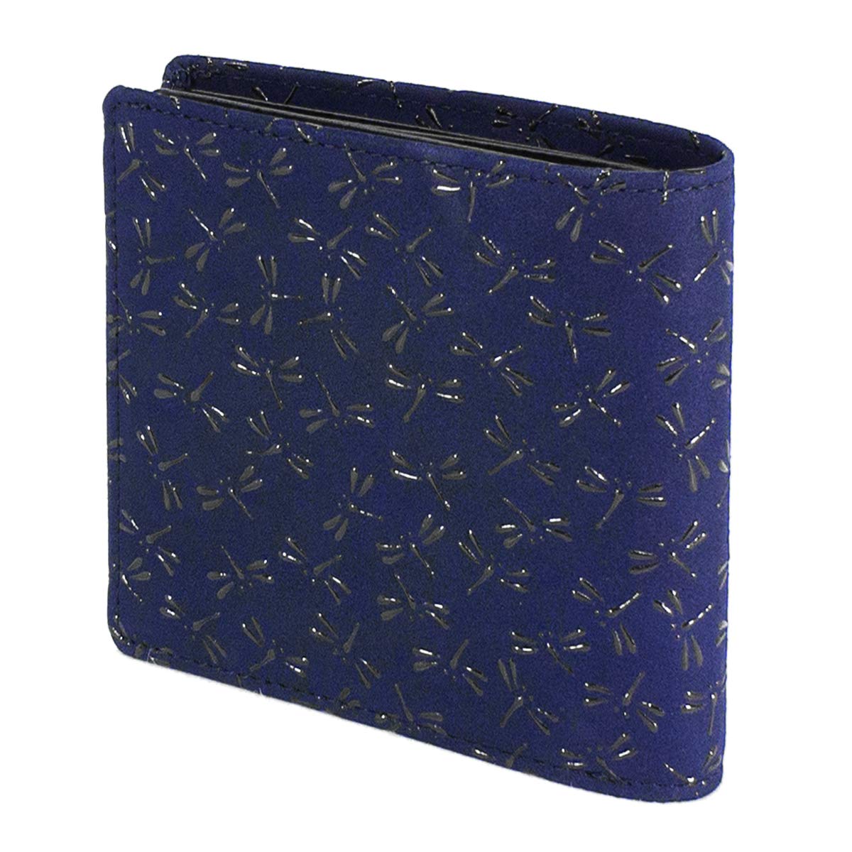 

Inden bill compartment no coin navy blue x black dragonfly pattern [Indenya] bi-fold wallet, F, purse, deerskin, lacquer, 2009-04-008