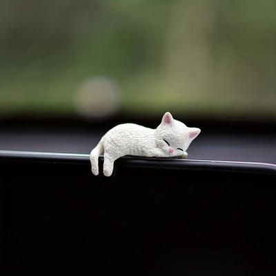 4 Stück Autodekoration, süße Katze, faule Katze, faule Katze, Dekoration für den Bildschirm der Mittelkonsole, Rückspiegel, liegende Puppe
