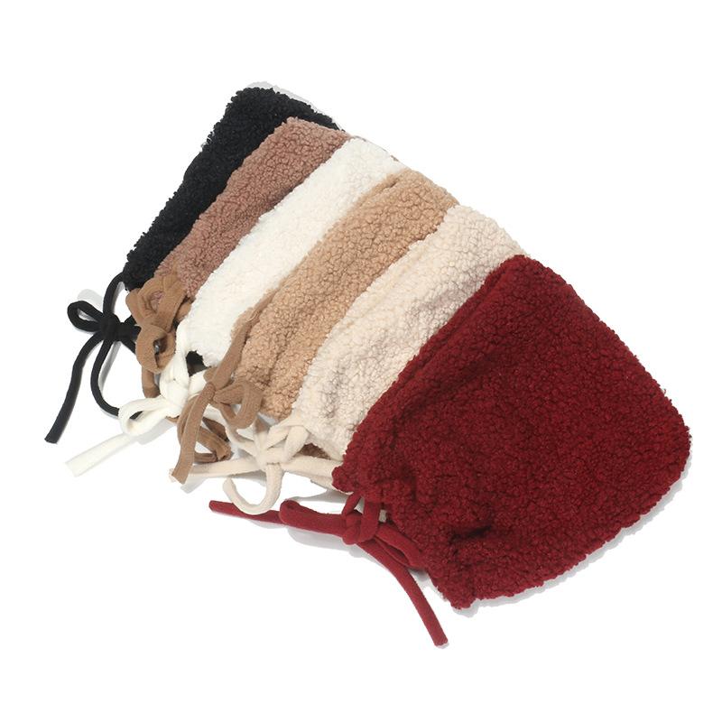 Korean Version Lace-up Plush Lei Feng Hat Autumn and Winter Lamb Wool Warm Hat Children's Cute Bag Head Thickened Ear Protection Cold Hat