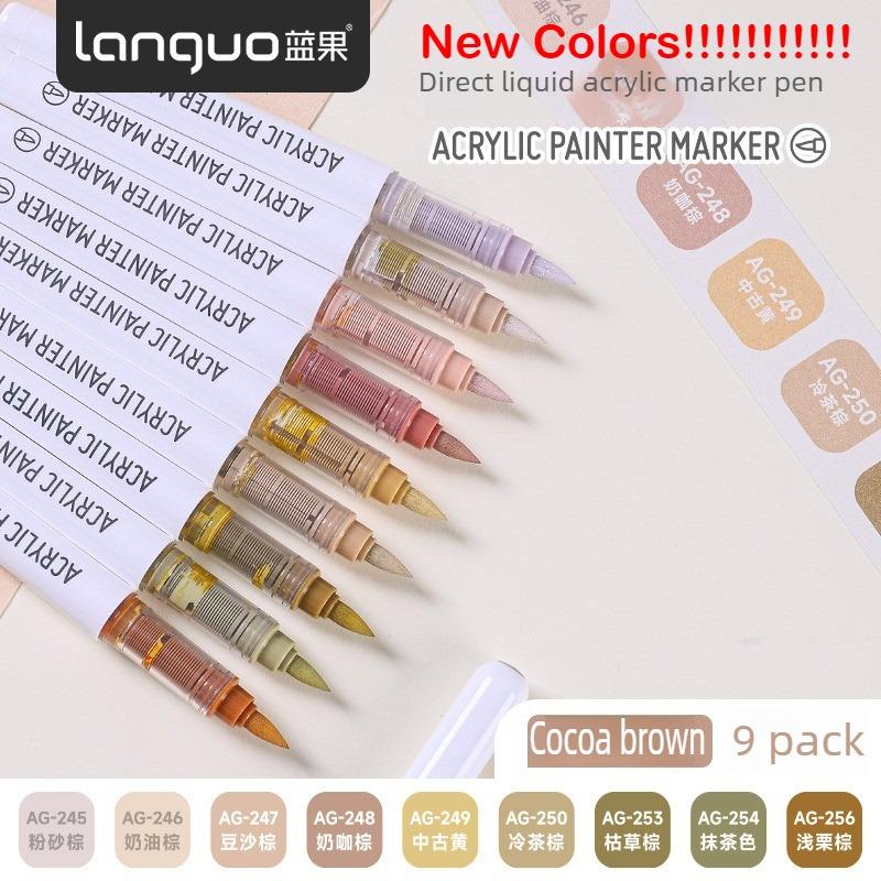 LANGUO 288/9 Colors Acrylic Paint Marker Pens Soft Brush Professional Drawing Pens for Graffiti School Stationery Art Supplies