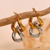 MamacitaSlay Stainless Steel Mixed Color Double-layer Earrings Unique Cool Waterproof Jewelry Women's Charm Statement EarrIings