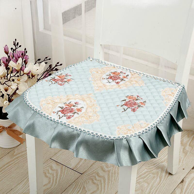 Dining Chair Cushion European Printed Seat Cushions with Lace Quality Four Seasons Stool Seat Mat Non-slip Buttocks Pad