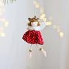 WTEMPO Christmas Angel Girl Doll Decorations Christmas Tree Hanging Ornaments Plush Checkered Skirt Pearl Headwear Doll Pendants Festive Party Gifts