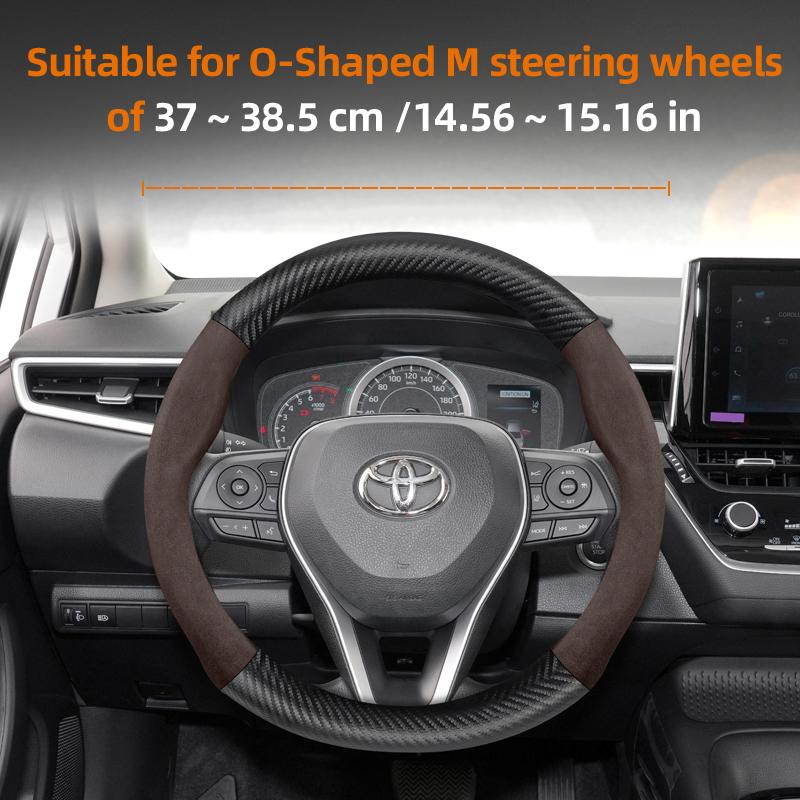 Suitable for Toyota Suede Matte Carbon Fiber Texture Steering Wheel Cover Suitable for Chr Yaris Auris Rav4 Corolla Hilux Wish Roomy Aqua Priu