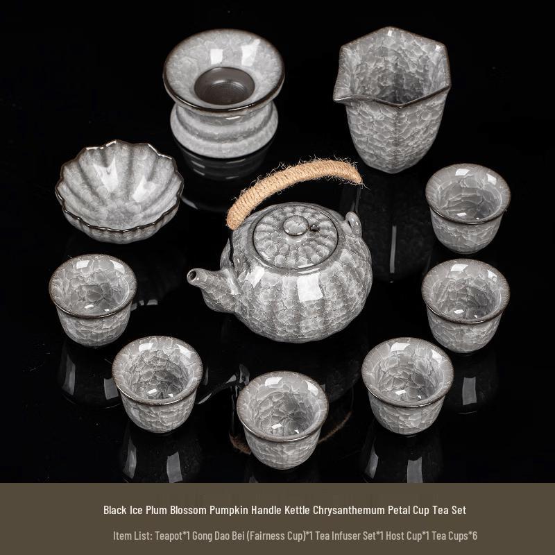 Ice Crystal Crackle Ceramic Kung Fu Tea Set
