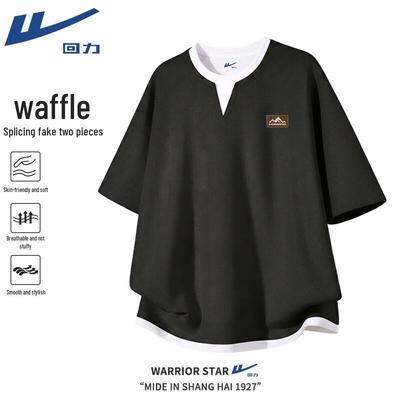 Warrior Men's Waffle Knit Faux Two-Piece Short Sleeve T-Shirt