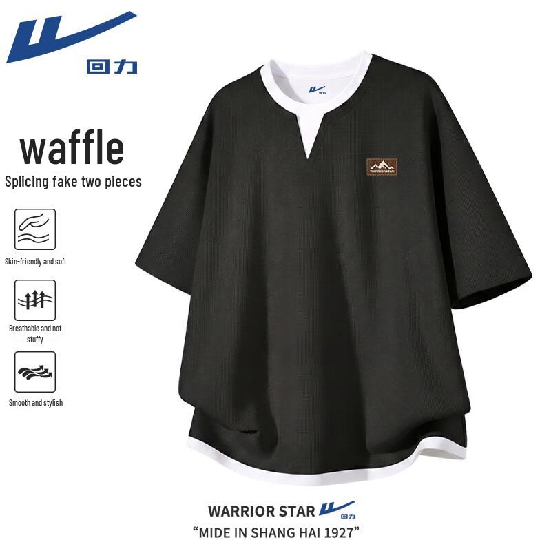 Warrior Waffle Knit Faux Two-Piece Short Sleeve T-Shirt XL