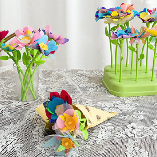 1 Set DIY Fabric Flower Bouquet Kit Kids Handmade Colorful Flower Making Toy Toddlers Girls Educational Floral Bouquet Arts Crafts Activities Toy
