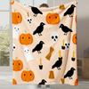 2025 New Cartoon Cute Pumpkin Little Ghost Printed Blanket Autumn and Winter Comfortable Warm Blanket Holiday Gift