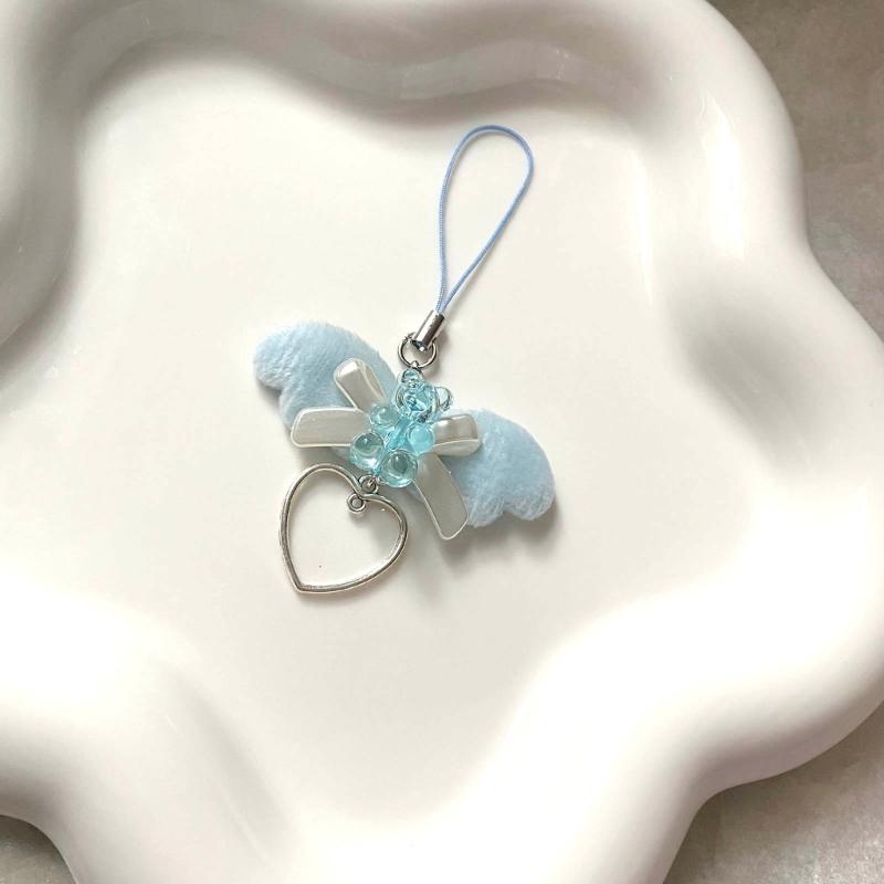 Stylish Angel Wing Phone Lanyard Punk Style Heart Pendant Backpack Decorations