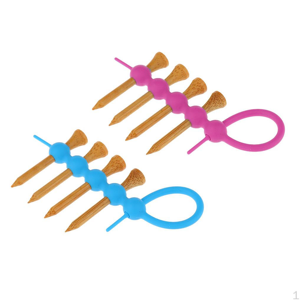 

2Pcs Mini Golf Tee Holder Clip And 8 Pieces Wood professional tees Set