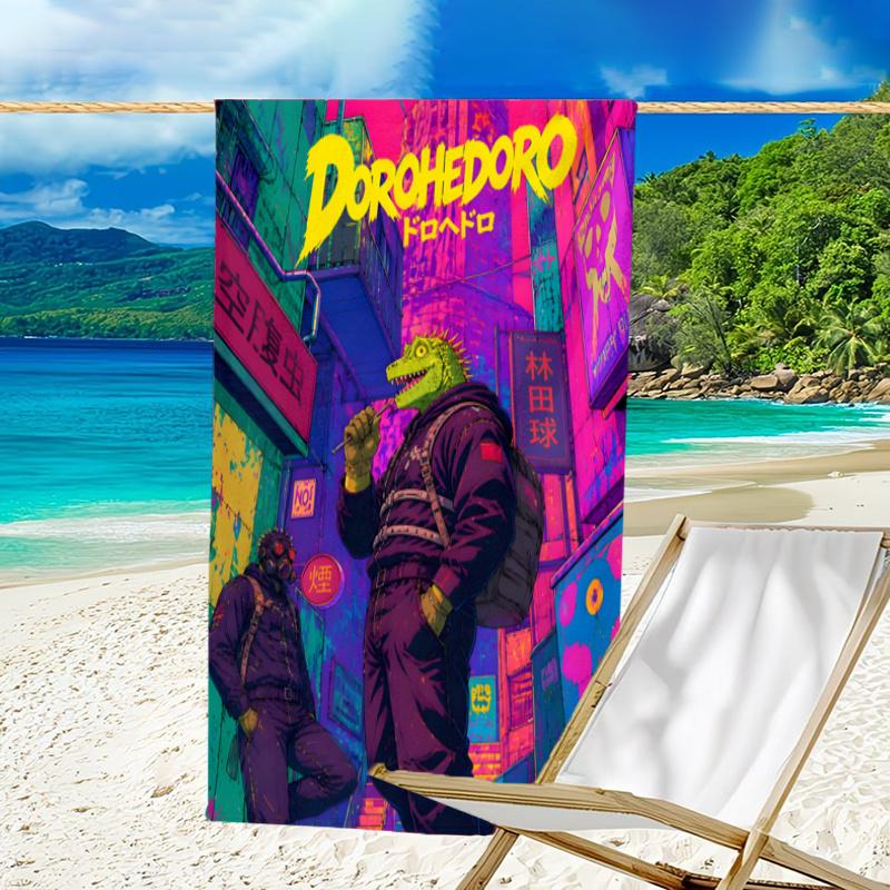 1pc Dorohedoro Beach Towel, Beach and Seaside Swimming Pool Equipment, Fashion Pattern, Rectangular, Travel Essentials