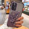 Glitzernde Beschichtung Treibsand Schmetterling Handyhalter Hülle für Samsung Galaxy A13 A23 A33 A53 A73 A12 A22 A32 A52 A52S 4G 5G Hülle