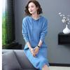 Korean Loose Knitted Sweater Autumn and Winter New Hooded Pullover Mid-length Over-the-knee Bottoming Pullover Sweater Dress