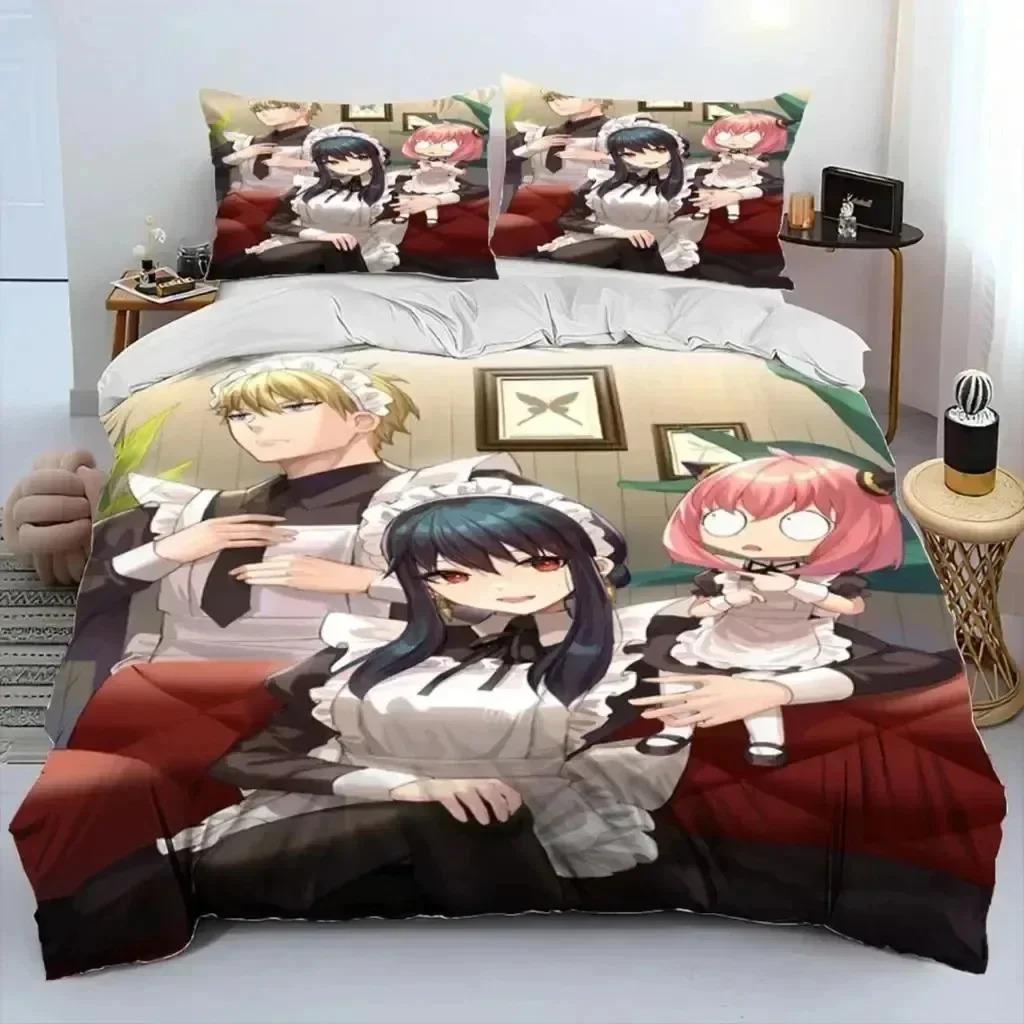 3D Print Anime SPY×FAMILY Anya Beding Set Young Boys Young Girls Twin Quen Sized Dimensions Soft Duvet Cover Pilowcase Bed Children Kids Adult People